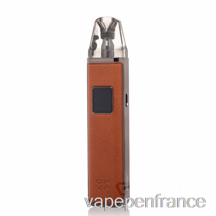 Stylo Vape En Cuir Marron Système Pod Oxva Xlim Pro 30w